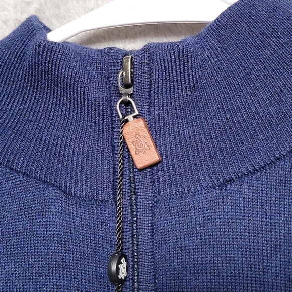 Turtleson Sweater Mens Small Navy Blue Lined Merino 1/4 Zip Marine Lawn MFI4S02 - Picture 5 of 16